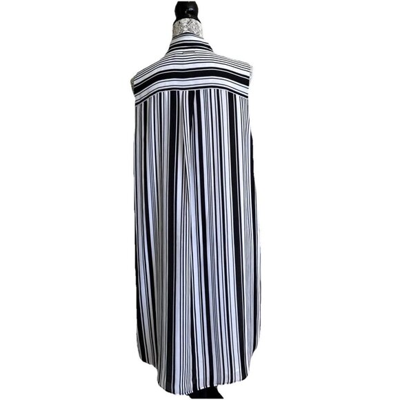 Michael Kors Tunic Striped Black And White Short Dress With Tie Woman’s 14 - Picture 6 of 16